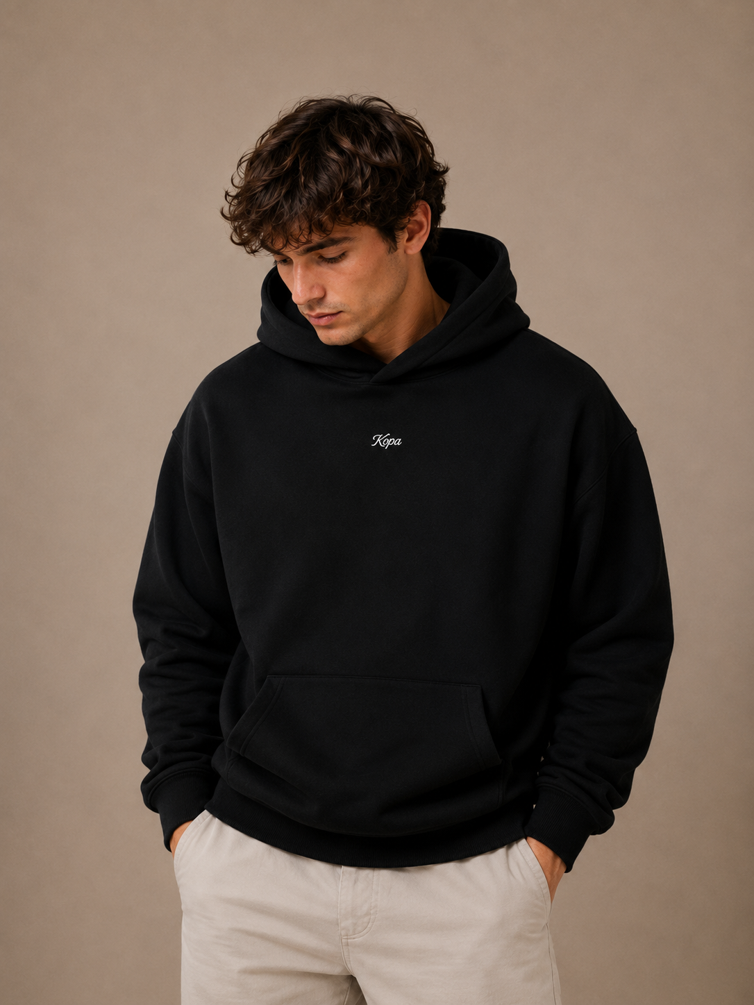 Kopa white color embroidery - Oversized Hoodie